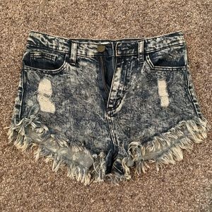 High waisted denim shorts